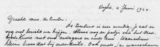 Het door Kleisen Sr. uit de gevangenis in Vught gesmokkelde briefje. Bron Gerrit Kleisen