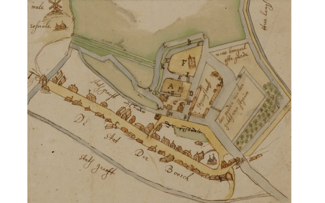 Afbeelding van de lattegrond burchtplaatsen te Terborg , 1661, getekend door Tuenis D. van Ravesteyn. Afbeelding van de lattegrond burchtplaatsen te Terborg , 1661, getekend door Tuenis D. van Ravesteyn.