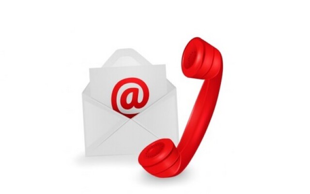 Afbeelding van een rode telefoon een envelop en een  Afbeelding van een rode telefoon een envelop en een