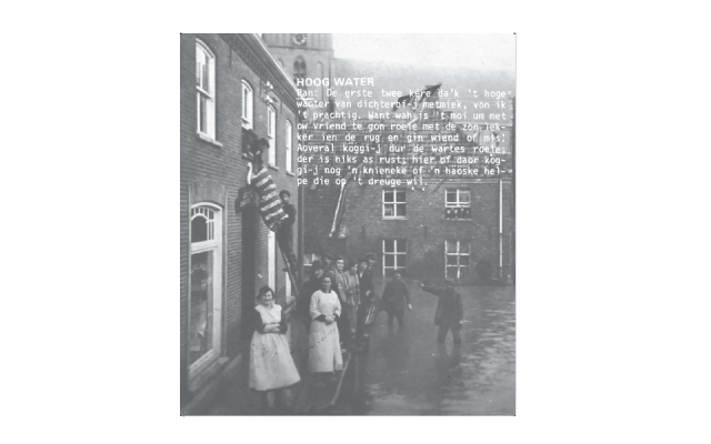 Foto van translucente paneel Verslag en foto van de dijkdoorbraak en overstroming te Pannerden op 5 januari 1926 (afgebeelde tekst is fragment van interview dat ten behoeve van het WALD, De wereld X-88 is gehouden). NB: meerdere dijkdoorbraken destijds, o Foto van translucente paneel Verslag en foto van de dijkdoorbraak en overstroming te Pannerden op 5 januari 1926 (afgebeelde tekst is fragment van interview dat ten behoeve van het WALD, De wereld X-88 is gehouden). NB: meerdere dijkdoorbraken destijds, o
