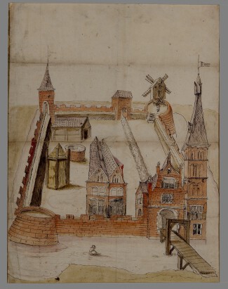 Kasteel Schuilenburg in de 16e eeuw uit een handschrift van de Rekenkamer van Gelre auteur onbekend Tekening van Kasteel Schuilenburg in de 16e eeuw uit een handschrift van de Rekenkamer van Gelre, auteur onbekend