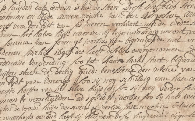 Foto van een akte met oud schrift Foto van een akte met oud schrift